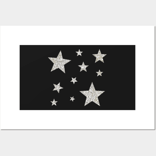 Silver Faux Glitter Stars Wall Art by Felicity-K